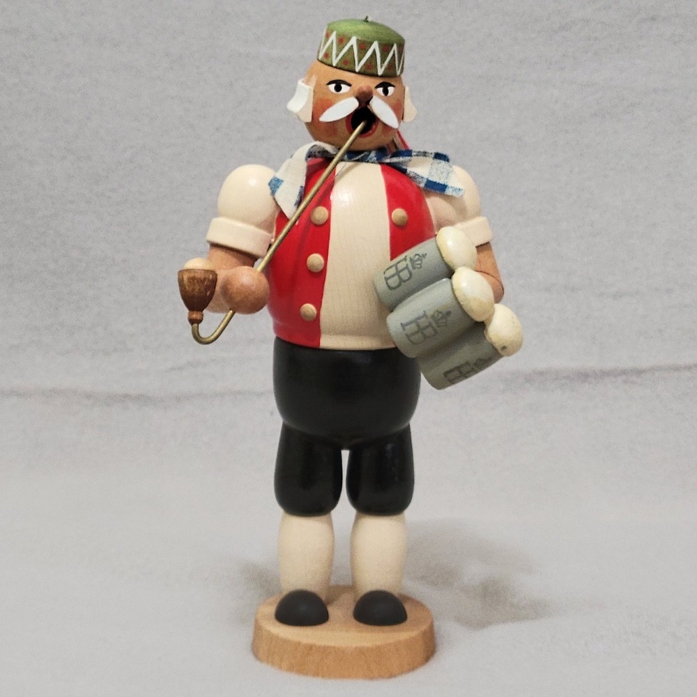 Vintage Erzgebirge Wood Incense Smoker GDR Beer Drinker Hofbrauhaus HB